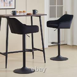 2x Tabourets de Bar Confortables à Dossier Pivotant avec Hauteur Réglable en Gaz pour Cuisine Chaises en Cuir