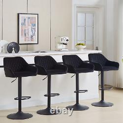2x Tabourets de Bar Confortables à Dossier Pivotant avec Hauteur Réglable en Gaz pour Cuisine Chaises en Cuir