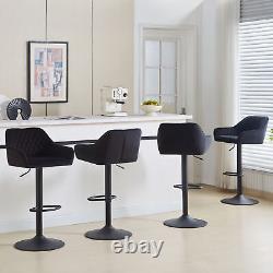 2x Tabourets de Bar Confortables à Dossier Pivotant avec Hauteur Réglable en Gaz pour Cuisine Chaises en Cuir