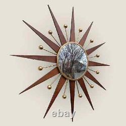 31 Miroir mural rétro Starburst Atomic en or George Nelson 1970 soleil vintage.