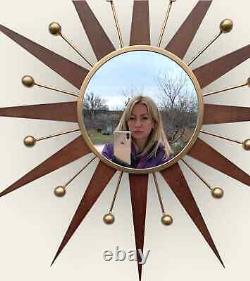 31 Miroir mural rétro Starburst Atomic en or George Nelson 1970 soleil vintage.