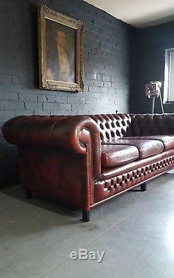 364 Charming Chesterfield Vintage Canapé 3 Places En Cuir Club Courier Av