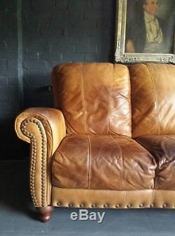 39 Chesterfield Leather Vintage & Sofassé 3 Places Canapé Brun Foncé Courier Av