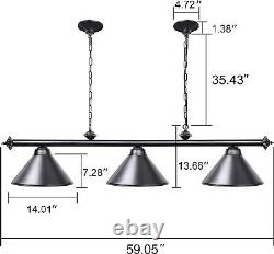 3 Lumière Table de billard légère Vintage Rétro Îlot de cuisine Luminaire Suspension Noir Mat