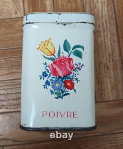 3 Rétro Vintage Antique Français Cuisine Boîtes Empilables Émaillées Décor Métallique