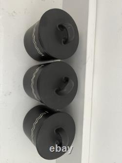 3 X Habitat scraffito Noire Boîtes de Rangement Pots et Couvercles Vgc Vintage Rare
