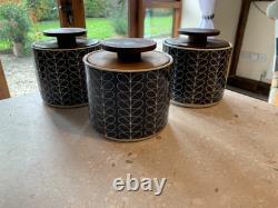 3 x Jolis bocaux de rangement en céramique bleus/gris Orla Kiely. VOIR MES AUTRES.