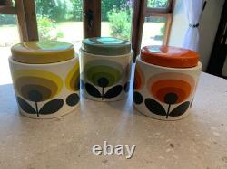 3 x Orla Kiely Jarres de rangement en céramique tige de fleur des années 70. DÉCOUVREZ MES AUTRES ARTICLES
