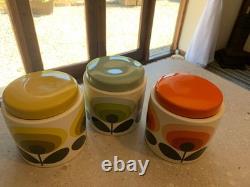 3 x Orla Kiely Jarres de rangement en céramique tige de fleur des années 70. DÉCOUVREZ MES AUTRES ARTICLES