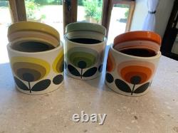 3 x Orla Kiely Jarres de rangement en céramique tige de fleur des années 70. DÉCOUVREZ MES AUTRES ARTICLES
