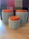 3 X Orla Kiely Stem Pots De Rangement En C&eacute;ramique / Bocaux &agrave; Th&eacute; / Caf&eacute; / Sucre. Voir Mes Autres