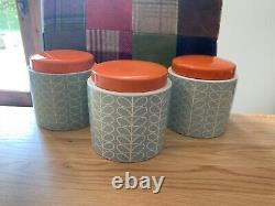 3 x Pots de rangement en céramique Orla Kiely / Thé, Café, Sucre. Découvrez mes autres produits.