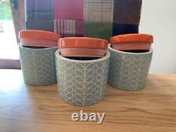 3 x Pots de rangement en céramique Orla Kiely / Thé, Café, Sucre. Découvrez mes autres produits.