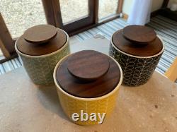 3 x bocaux de rangement Orla Kiely Stem, Thé, Café, Sucre REGARDEZ MES AUTRES ARTICLES