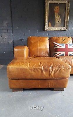 451. Chesterfield Vintage Beige 3 Places Leather Club Marron Suite D'angle Courrier