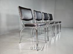4 Chaises de Cuisine Vintage Américaines Kitsch en Chrome et Vinyle Noir Rétro EB7322 MDIN
