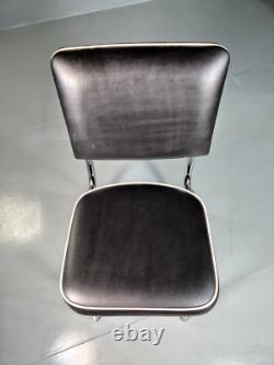 4 Chaises de Cuisine Vintage Américaines Kitsch en Chrome et Vinyle Noir Rétro EB7322 MDIN