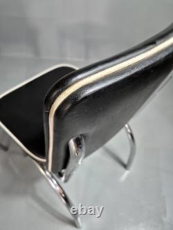 4 Chaises de Cuisine Vintage Américaines Kitsch en Chrome et Vinyle Noir Rétro EB7322 MDIN