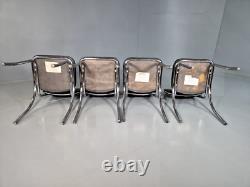 4 Chaises de Cuisine Vintage Américaines Kitsch en Chrome et Vinyle Noir Rétro EB7322 MDIN