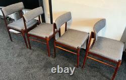 4 Chaises de Salle à Manger en Bois de Rose Danoises Années 1960 Rétro Vintage Milieu de Siècle LIVRAISON GRATUITE