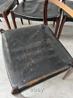 4 chaises en palissandre modèle 78 de Niels Moller, vintage rétro danois pour cuisine ou salle à manger.