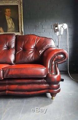 573. Chesterfield Vintage 3 Places En Cuir Club Oxblood Red Courier Disponible