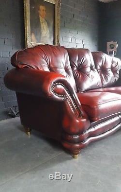 573. Chesterfield Vintage 3 Places En Cuir Club Oxblood Red Courier Disponible