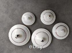 5 Boîtes Empilables en Émail Vintage Rétro Antiques de Cuisine Française Décor Art Métal