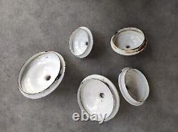 5 Boîtes Empilables en Émail Vintage Rétro Antiques de Cuisine Française Décor Art Métal