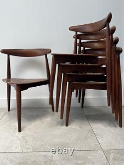 5 CHAISES CŒUR HANS WEGNER POUR FRITZ HANSEN - vintage rétro cuisine salle à manger danoise