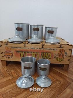 5 Récipients en Aluminium Vintage Rétro Antiques de Cuisine Française en Nesting Art Déco