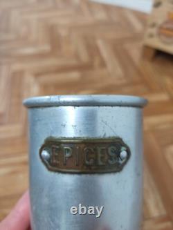 5 Récipients en Aluminium Vintage Rétro Antiques de Cuisine Française en Nesting Art Déco