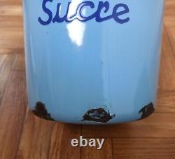 5 Rétro Vintage Anciennes Boîtes de Cuisine En Émail Français en Métal Décor Art