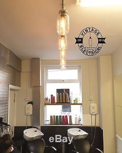 5 X Hanging Kilner Jars Lumières Plafond Lampes Vintage Cafe Barn Cuisine Restauration
