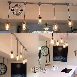 5 X Hanging Kilner Jars Lumières Plafond Lampes Vintage Cafe Barn Cuisine Restauration