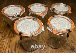 5x Pot Weck Grand Et Couvercle Rundrand Glas 100 15cm de Haut Par 11cm de Large Neuf