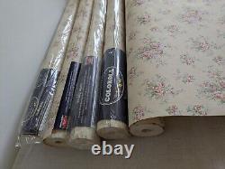 5x Rouleaux de papier peint vintage des années 80 COLOROLL Motif de roses rétro 90 Cottagecore Ditsy