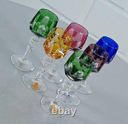 6 Verres à liqueur en cristal de plomb antique Nachtmann, coupe en diamant, des années 1970