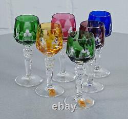6 Verres à liqueur en cristal de plomb antique Nachtmann, coupe en diamant, des années 1970