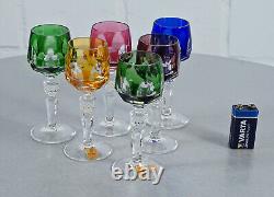 6 Verres à liqueur en cristal de plomb antique Nachtmann, coupe en diamant, des années 1970