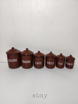 6 boîtes de rangement emboîtables en émail, style vintage rétro antique français, décoration artistique en métal pour cuisine