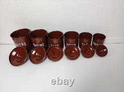 6 boîtes de rangement emboîtables en émail, style vintage rétro antique français, décoration artistique en métal pour cuisine