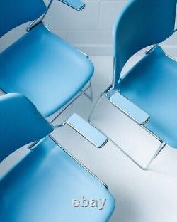 6 x Chaises empilables rétro vintage Krueger Matrix bleu poudre et chrome