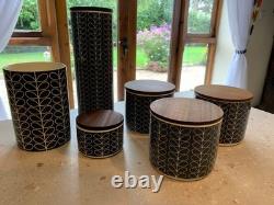 6 x bocaux de rangement Orla Kiely Stem, Thé, Café, Sucre, Biscuits, Pâtes, Ustensiles