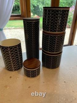 6 x bocaux de rangement Orla Kiely Stem, Thé, Café, Sucre, Biscuits, Pâtes, Ustensiles