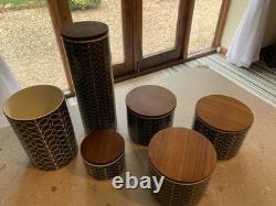 6 x bocaux de rangement Orla Kiely Stem, Thé, Café, Sucre, Biscuits, Pâtes, Ustensiles
