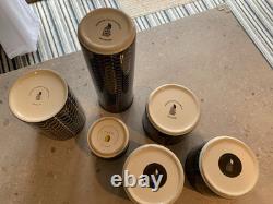 6 x bocaux de rangement Orla Kiely Stem, Thé, Café, Sucre, Biscuits, Pâtes, Ustensiles