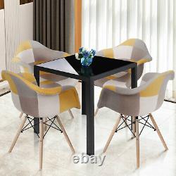 75cm Square Black/white/grey Glass Dining Table Metal Frame 2/4/6 Chaises Option