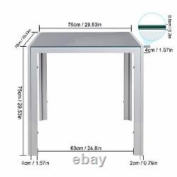 75cm Square Black/white/grey Glass Dining Table Metal Frame 2/4/6 Chaises Option