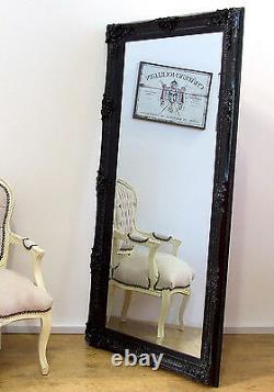Abbey Vinatge Noir Grand Shabby Chic Wall Leaner Miroir 65 X 31 Ou 165x79cm
